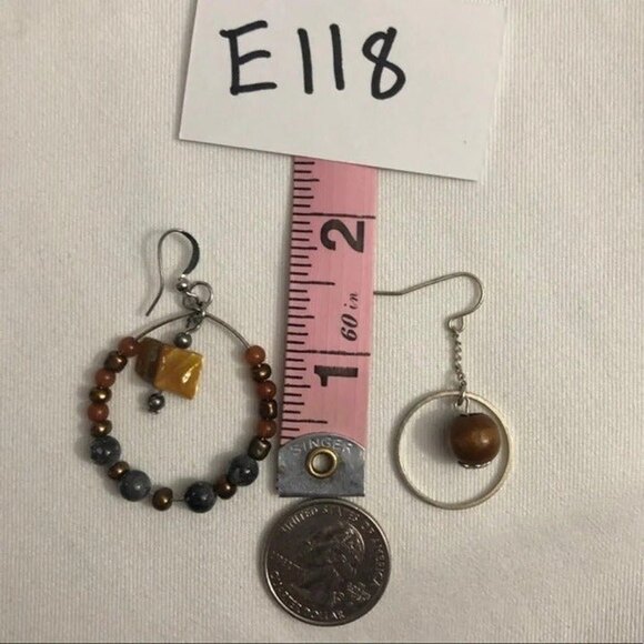 Two Pairs BOHO Dangle Beaded Hoop Earrings - Picture 5 of 6